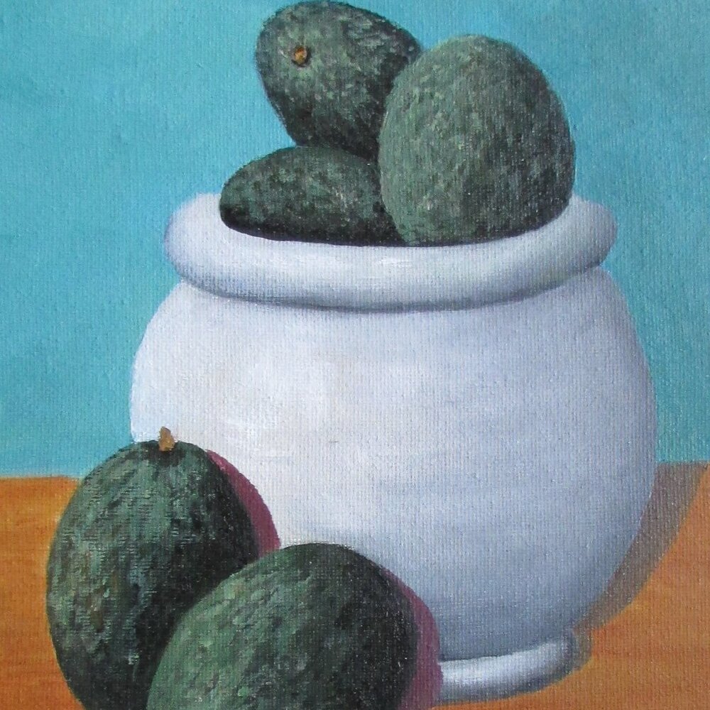 Bowl of Avocados Matted Art Print NWT